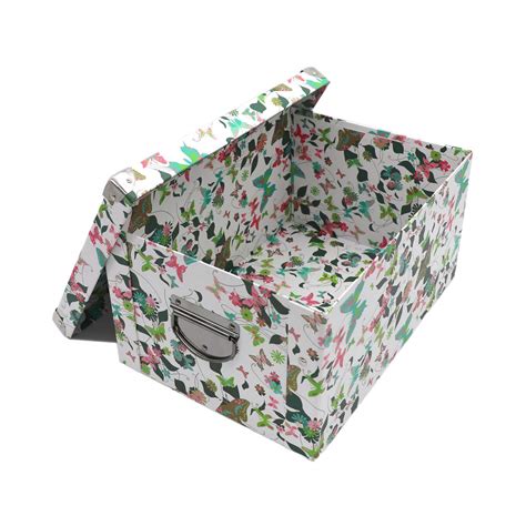 metal corner foldable cardboard storage box|collapsible storage boxes with lid.